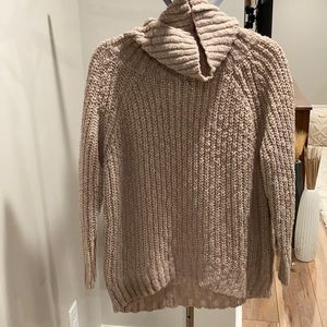 Oversized blush turtleneck/cowl neck